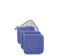 Presine per cucina, set di 4 presine in cotone, per cucina e sala da pranzo, elementi essenziali per la decorazione e gli accessori grigi, in spugna da 17,8 cm, per forno e teglie (blu)