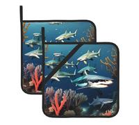 Presine quadrate con squali sotto il mare con motivi stampati, perfette per cucinare, cuocere al forno, campeggio e molto altro ancora