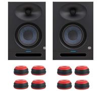 PreSonus Eris Studio 5 scatole attive per monitor da 5,25", 1 coppia + 2 piedini per boxe, colore rosso