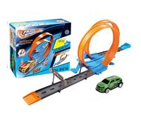Press and Go Flexible Track Car - Buildable Racing Road Set with Twistable Tracks, Interactive Vehicle Toy for Todlers Boys Girls, Educational Play Kit for Parties, Holiday Presents, Home Amusement