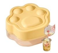 Press Design Tray, Cat Paw Mould, 4,53 x 3,98 x 2,2 Inches Ice Maker with Sealed Lid, Durable PP Freezer, Cooling Tool with Yellow Style, Kitchen Gadget for Party & Picnic