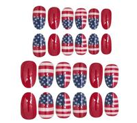 Press-On Fake Nails, 24 pantaloncini per 4th luglio, Comfort Fit Beauty Accessories, Manicure Set, Women, Perfect 4.72x2.76x0.47 Inche for Dating, Gatherings, Theatrical Performances