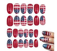Press-On Fake Nails, 24X Short Nail Set, 4th of July Patriotic Design, Comfort Fit Manicure Kit, Womens Beauty for Indoor Outdoor Dating, Eventi More, Prestazioni