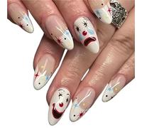 Press on nails 24 pezzi di unghie finte francesi con design a pressione, semplici e indossabili per Manicure(48)