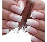 Press on nails 24 pezzi di unghie finte ovali corte rosa con effetto ombré, semplici, primaverili, for donne dolci, impertinenti e alla moda, rimovibili, indossabili. per Manicure(Color14)