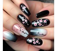 Press On Nails 24pcs San Valentino bara Unghie Finte Coperture Piene Bara Unghie Primavera Floreale Stick On Unghie