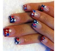 Press On Nails 4 Luglio Falso Giorno dell'Indipendenza Colle Patriottiche False Coperture Piene Colle Finte Unghie