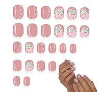 Press on nails dalla forma quadrata 24 pezzi di unghie artificiali rosa con