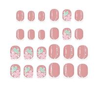 Press on nails dalla forma quadrata 24 pezzi di unghie artificiali rosa con