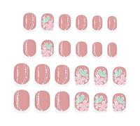 Press on nails dalla forma quadrata 24 pezzi di unghie artificiali rosa con