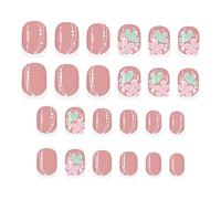 Press on nails dalla forma quadrata | 24 pezzi di unghie artificiali rosa con adesivo preapplicato - Unghie artificiali finte | Per la Moglie, la Fidanzata, Madre, le Amiche, le Ragazze, e per Lei