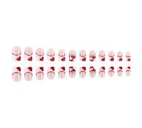 Press On Nails Full Covers False Nails Set Glossy French Tip Heart Designs For Romance Valentine's Day Manicure 24Pcs Square False Nail