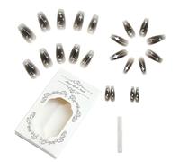Press On Nails Gradienti Neri Con Stella Unghie Finte Sfumature Nere Coperture Piene Stick On Lungo Falso Per Donna Gradiente Lungo Press Artificiale Con Stella