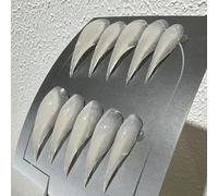 Press on Nails Long Curved Stiletto Transparent White Handmade Unique Reusable Dragon Eagle Claw Fake Nails Halloween Witch Vampire Cat Claw Glossy Thick Acrylic Glue on Nail (M)