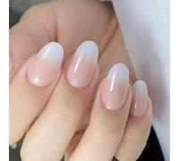 Press On Nails Omber Colle Acrilico Falso Kit Riutilizzabile Finitura UvS Coperture Piene Stick Per Le Donne Mandorla Falso Nail