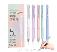 Press-to-Use Gel Pen 5-Pack - 0.5mm Fine Point Black Ink + Quick-Dry Retractable Technology, Smooth Writing Aesthetic Pens for Students and Professionals, Ideal for Journaling and Daily Meeting Tasks
