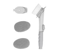 Press Type Liquid Distributor Brush | Automatic Dishwashing Sponge with Scraper | Multi - Purpose Care Brush for Sinks/Stoves/Bathtubs | ABS Material, 151g Lightweight