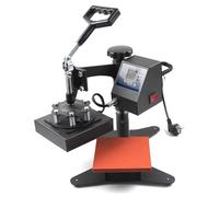 Pressa Caldo 500W, Mini Pressa Caldo 12*12Cm, Macchina per Trasferimento Termico per Stampa Su Magliette con Meccanismo Oscillante per Trasferimento Termico Multifunzionale Su Magliette,Black