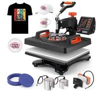 Pressa di calore, 30 x 15 pollici, 6 in 1 pressa di calore, macchina a sublimazione 800W, rotazione a 360 ° Swing-Away pressa di calore, stampa a doppio tubo per magliette fai da te tazze