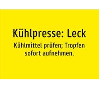 Pressa di raffreddamento: perdite - controllo del refrigerante; raccogliere gocce immediatamente. - Adesivo A4: 297 x 210 mm - Senza grafica, solo testo