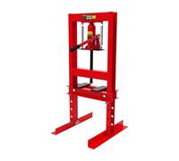 Pressa idraulica da officina, 6 t, telaio a H, con valvola di sovrapressione e altezza di lavoro regolabile, per boccole auto, giunti sferici e lavorazione del metallo (rosso)