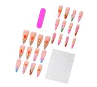 Pressa in ABS sulle punte per manicure, dettaglio perle floreali 3D mandorla, 24 false punte in 12 dimensioni per abbinamenti abiti e momenti fotografici Pressa sulle punte per manicure con
