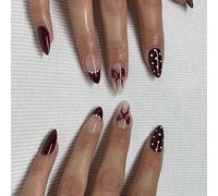 Pressa Mandorle Su Unghie Finte Lucido Acrilico Artificiale Stick Per Le Donne 24 Pcs 12 Gresizes Chiodo Adesivo