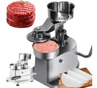 Pressa manuale per hamburger, pressa per hamburger commerciale in acciaio inox con 10 fogli di carta pergamena, piatti antiaderenti rimovibili, facile da pulire, per hamburger ripieni da 10 cm