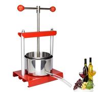 Pressa manuale per vino e frutta, resistente, per succhi di frutta fatti in casa, in acciaio inox e ferro, con manico a T
