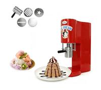 Pressa Multiforma per Gelato a Spaghetti, Macchina Professionale per Gelato a Spaghetti Con Produzione Soft Serve Di 28-30 L/H E 4 Forme Decorative, Per Negozi, Catering E Pasticcerie(Red)