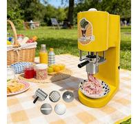 Pressa Multiforma per Gelato a Spaghetti, Macchina Professionale per Gelato a Spaghetti Con Produzione Soft Serve Di 28-30 L/H E 4 Forme Decorative, Per Negozi, Catering E Pasticcerie(Yellow)