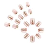 Pressa Nails Oro French Tips Short Square False Stick On Mainicure Art Per Varie Occasione Copertina Full Copertura