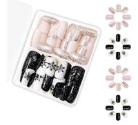 Pressa Natale Unghie Comode Un Chiodi Falsi Fiocchi In Bianco E Per Facili Applicazione Alle Feste Per Le Vacanze Premere Unghie