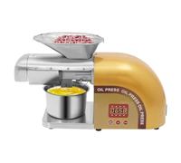 Pressa olio in acciaio inox, 1800 W, 0-300 °C, temperatura regolabile con rete di protezione, 95% di resa dell'olio per arachidi, noci semi di girasole (1800 W, oro)