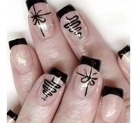 Pressa per Albero Di Natale Sulle Unghie Breve Quadrato Falso Glitter Nastro Artificiale Su Breve Quadrato Falso Asta Per Chiodo Albero Premere Su