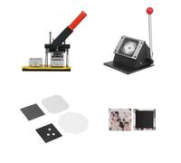 pressa per Badge DIY Kit macchina per la fabbricazione di magneti da frigorifero quadrati in acciaio Una macchina + taglierina + set di materiali da 100 pezzi Button Maker