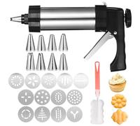 Pressa per biscotti, kit in acciaio inox con tredici dischi per biscotti, otto punte e pennello, macchina per biscotti per torte, dessert, decorazione e cottura