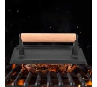 Pressa per Bistecca in Ghisa Manico in Legno Resistente Cottura più Rapida Ideale per Bisteccherie e Uso Domestico 20,5 * 10,5 * 7 Cm