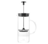 Pressa per Caffè e Latte in Vetro 480ml Nera, Uso Manuale | Design Coperchio, Schiumatura Facile e Pratica, per Ufficio e Regalo, Formato Compatto da 480ml