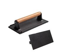 Pressa Per Carne | Pentole In Ferro Con Manico In Legno | Pressa Per Griglia Per Hamburger Smash Antiaderente | Per Tortilla Griddle Meal Prep Cucina Grigliate BBQ Campeggio All'aperto Tailgatin