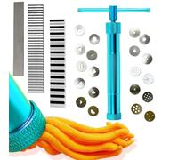 Pressa per fondente, estrusore rotante per argilla, estrusore per pasta di zucchero, blu, con 3 taglierine in acciaio inox, per pasta frolla, pasta per pane, pasta di zucchero, fondente