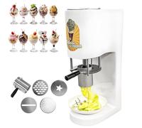 Pressa per Gelato Spaghetti Professionale, 4 Stampi Di Diverse Forme per La Formazione Di Spaghetti, Estrusore per Pasta Di Gelato Con Avvio a Un Tocco, 7,9 Gal/H, Acciaio Inossidabile(White)