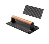 Pressa per grill - Pressa per pancetta in ghisa | Strumento Smash Burger con manico in legno | Pentole in ferro per riscaldamento a tortilla alla carne | Versione pesante 900g | Barbecue da cucina