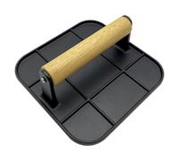 Pressa per hamburger - 16,3 cm | Pressa per griglia in ghisa | pressa piatta rotonda con anti scottatura | pressa per pancetta | pressa per hamburger | pressa per hamburger | pressa per hamburger per