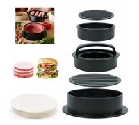 Pressa per hamburger, hamburger Pattie Presse 3 in 1, set di 50 pezzi di carta cerata.