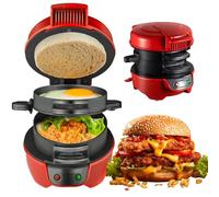 Pressa Per Hamburger Multifunzione, Piastra Per Sandwich, Piastra Per Waffle, Macchina Per La Colazione Per Uso Domestico, Piastre Di Cottura Antiaderenti Facili Da Pulire(Red)