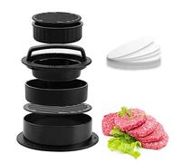 Pressa per hamburger Patty Maker, pressa per hamburger antiaderente 3 in 1 con 100 pezzi di carta cerata per fare hamburger a forma perfetta