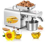 Pressa per olio, estrazione calda e fredda da 1000 W, in acciaio inossidabile, controllo automatico della temperatura per arachidi, sesamo, semi di lino, noci e semi di girasole
