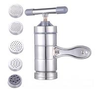 Pressa per pasta manuale 5 in 1 in acciaio inossidabile, macchina per pasta a manovella con 5 stampi intercambiabili, 7, 28 pollici, estrusore per per spaghetti, lasagne