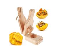 Pressa per piantaggine con manico, per tostoni in legno, per piantaggine fritte, design a tazza e pressa piatta, strumento da cucina facile da riporre - 15,7 x 6,1 x 5,6 cm